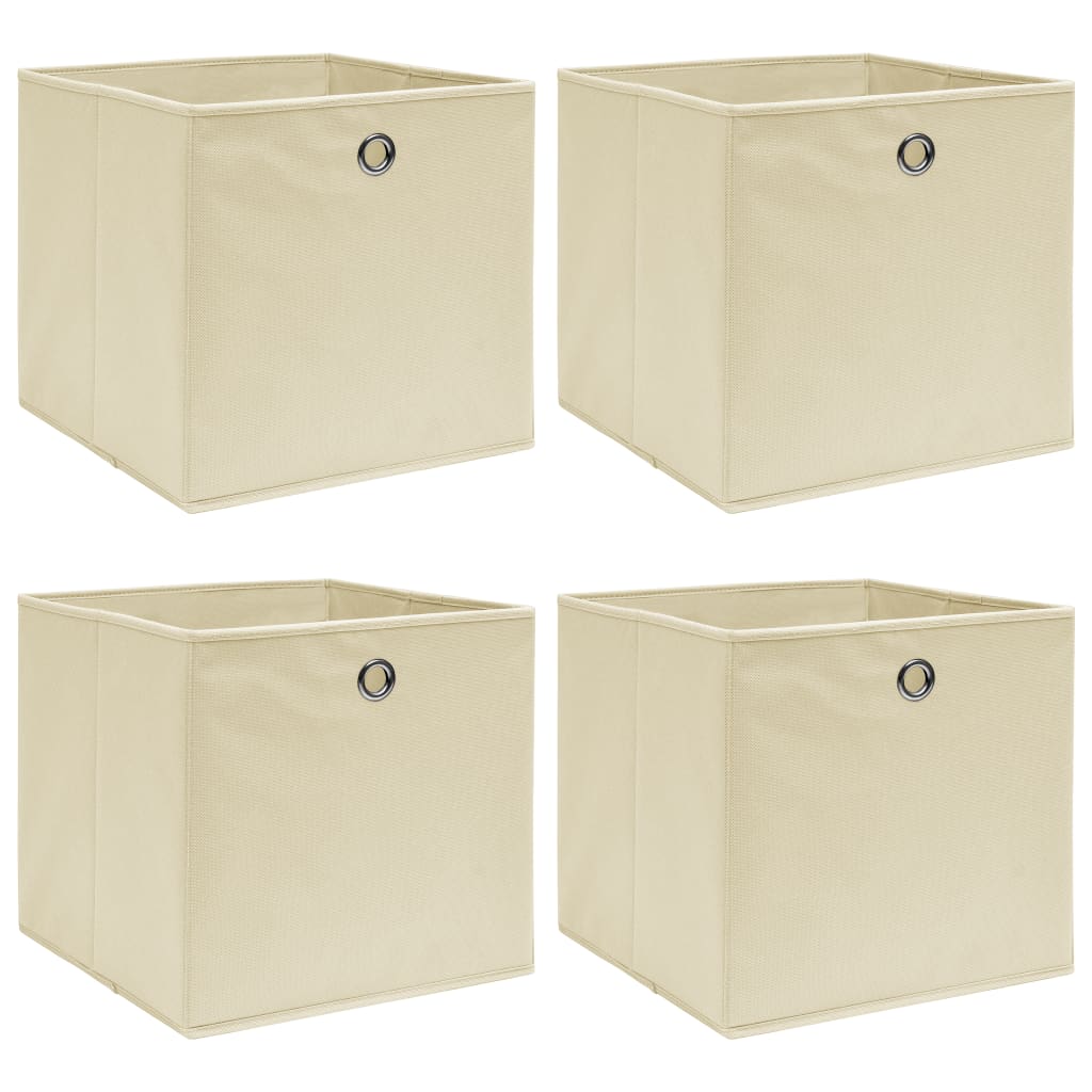 vidaXL Storage Boxes 4 pcs. Cream 32x32x32 cm Fabric