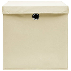 vidaXL Storage Boxes with Lid 4 pcs. Cream 32x32x32 cm Fabric