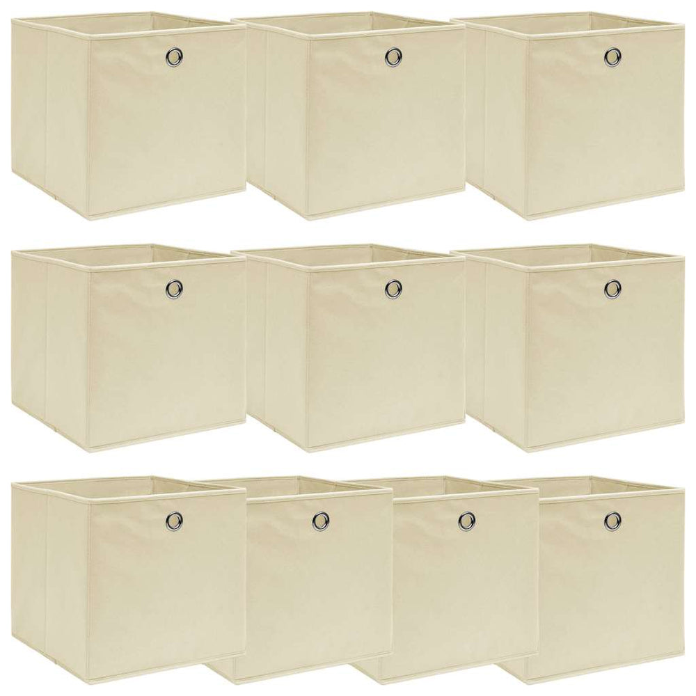 vidaXL Storage Boxes 10 pcs. Cream 32x32x32 cm Fabric