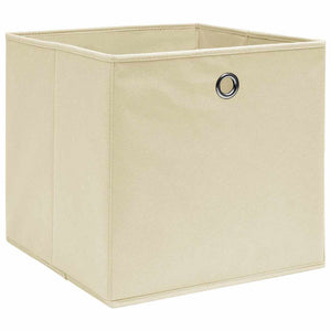 vidaXL Storage Boxes 10 pcs. Cream 32x32x32 cm Fabric
