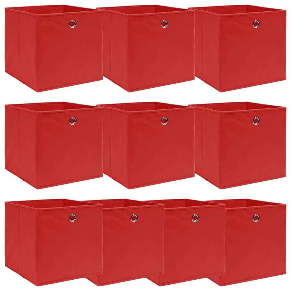 vidaXL Storage Boxes 10 pcs. Red 32x32x32 cm Fabric