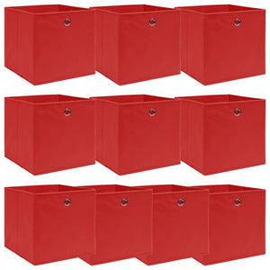vidaXL Storage Boxes 10 pcs. Red 32x32x32 cm Fabric