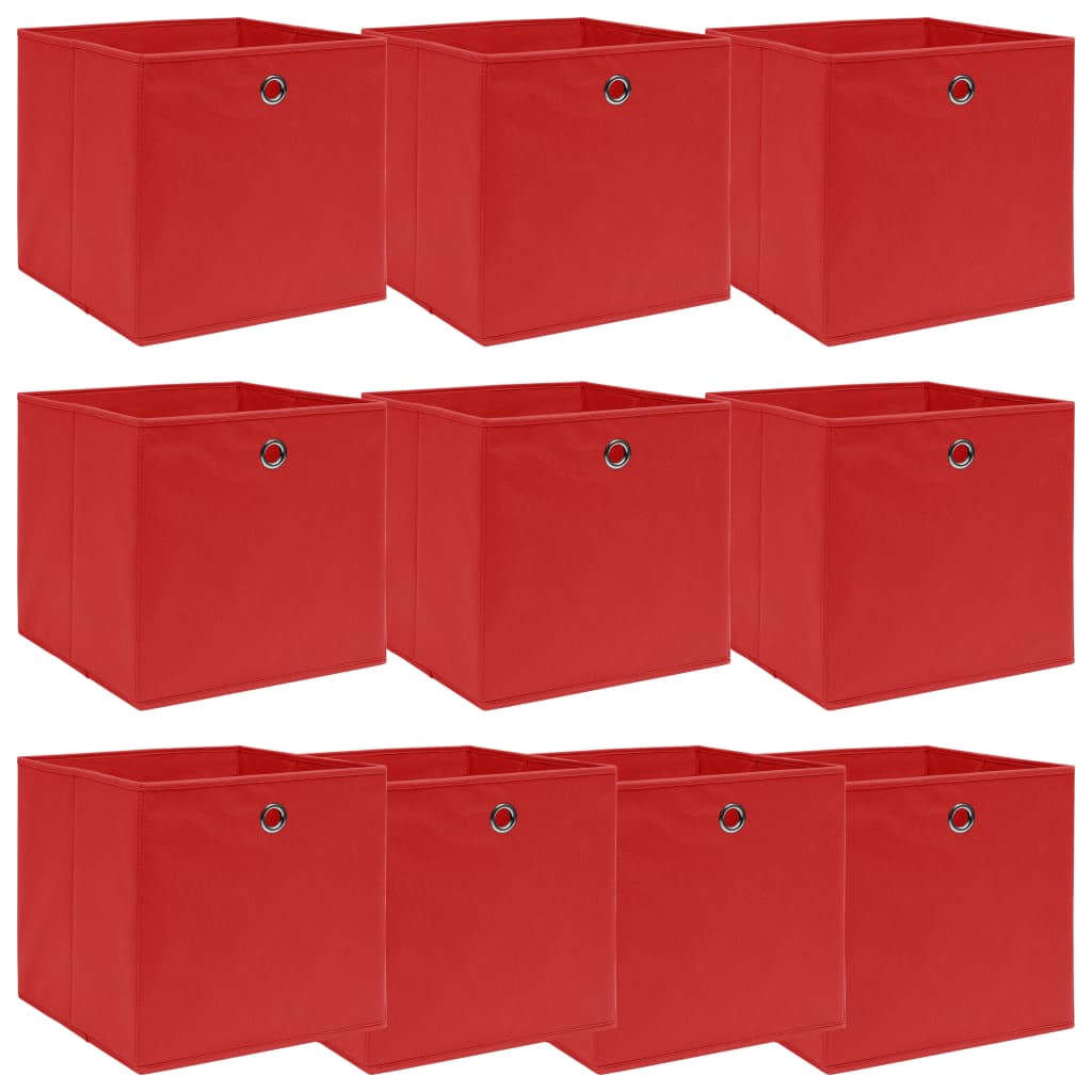vidaXL Storage Boxes 10 pcs. Red 32x32x32 cm Fabric