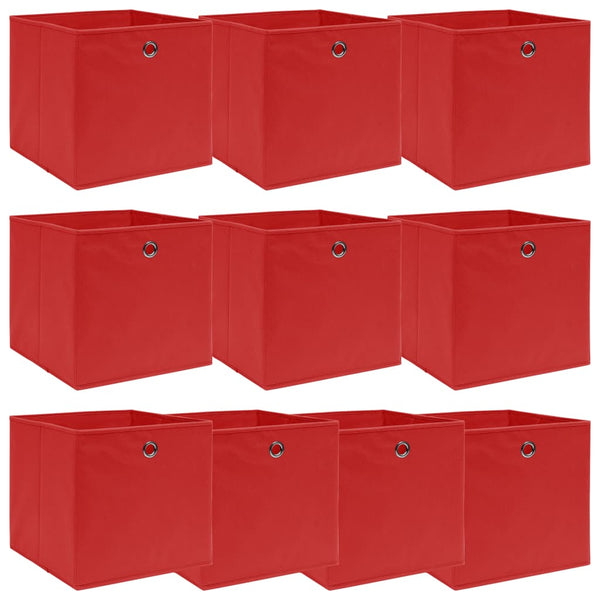 vidaXL Storage Boxes 10 pcs. Red 32x32x32 cm Fabric