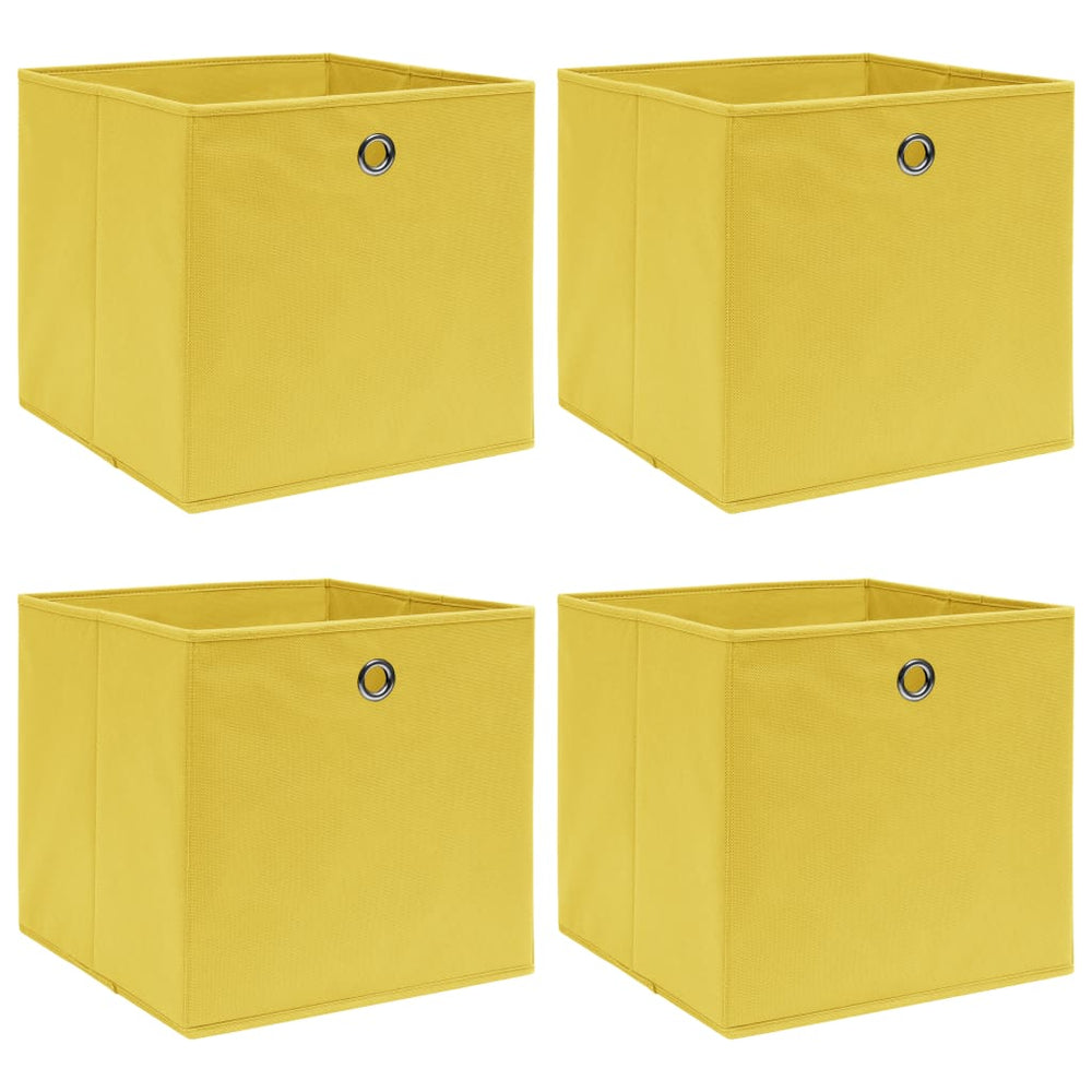 vidaXL Storage Boxes 4 pcs Yellow 32x32x32 cm Fabric