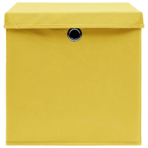 vidaXL Storage Boxes with Lids 4 pcs. Yellow 32x32x32 cm Fabric