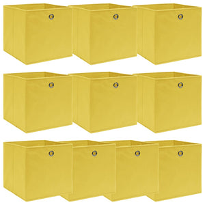 vidaXL Storage Boxes 10 pcs Yellow 32x32x32 cm Fabric