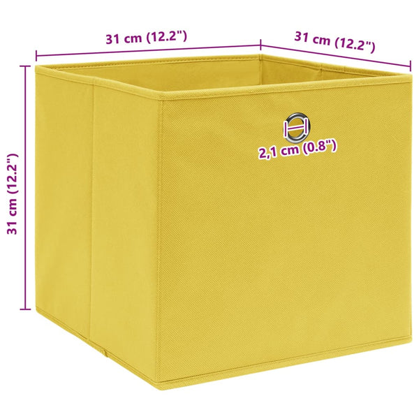 vidaXL Storage Boxes 10 pcs Yellow 32x32x32 cm Fabric