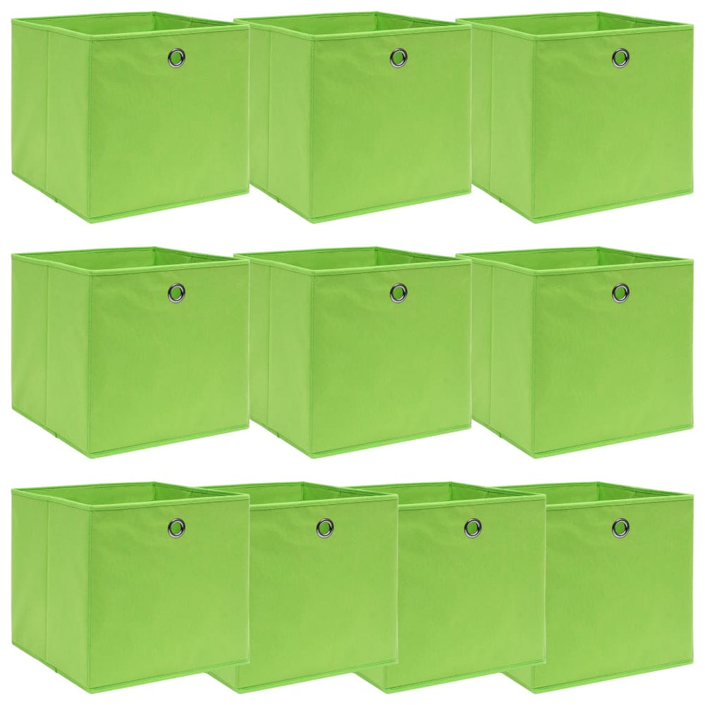 vidaXL Storage Boxes 10 pcs Green 32x32x32 cm Fabric