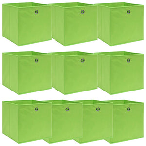 vidaXL Storage Boxes 10 pcs Green 32x32x32 cm Fabric
