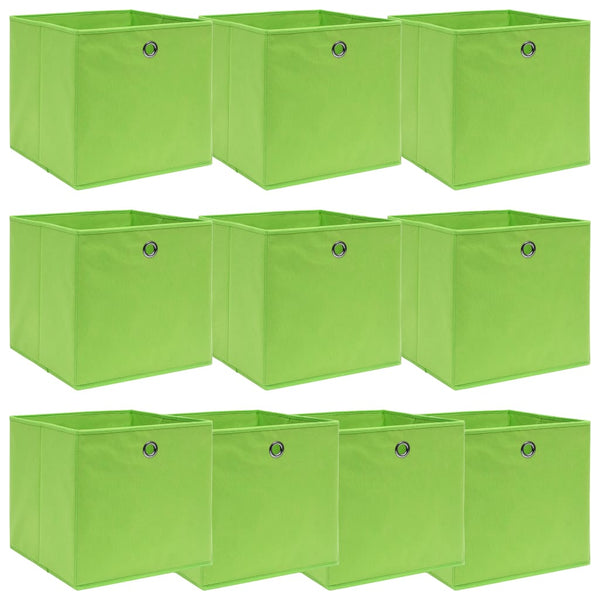 vidaXL Storage Boxes 10 pcs Green 32x32x32 cm Fabric