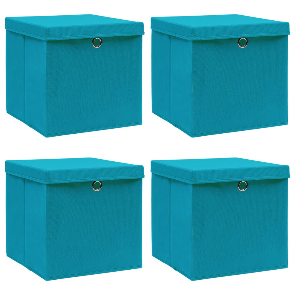vidaXL Storage Boxes with Lids 4 pcs. Baby Blue 32x32x32cm Fabric