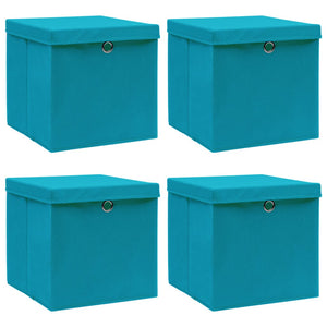 vidaXL Storage Boxes with Lids 4 pcs. Baby Blue 32x32x32cm Fabric