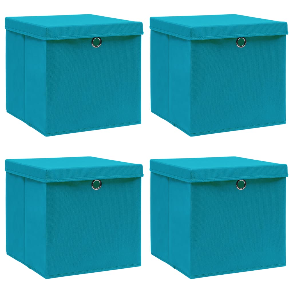 vidaXL Storage Boxes with Lids 4 pcs. Baby Blue 32x32x32cm Fabric