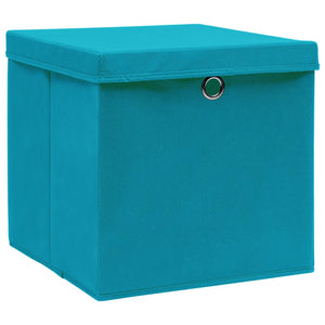 vidaXL Storage Boxes with Lids 4 pcs. Baby Blue 32x32x32cm Fabric