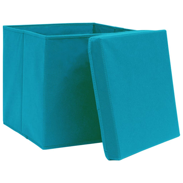 vidaXL Storage Boxes with Lids 4 pcs. Baby Blue 32x32x32cm Fabric