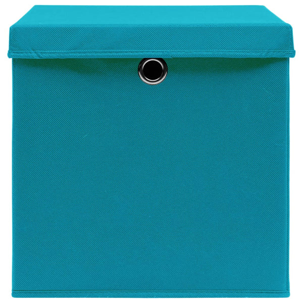 vidaXL Storage Boxes with Lids 4 pcs. Baby Blue 32x32x32cm Fabric