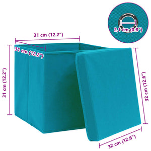 vidaXL Storage Boxes with Lids 4 pcs. Baby Blue 32x32x32cm Fabric
