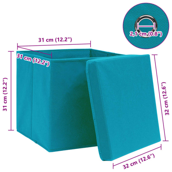 vidaXL Storage Boxes with Lids 4 pcs. Baby Blue 32x32x32cm Fabric