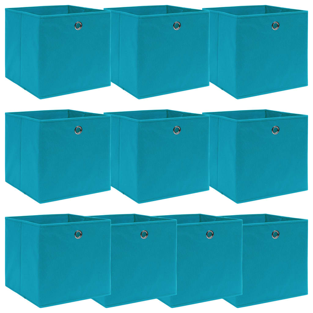 vidaXL Storage Boxes 10 pcs. Baby Blue 32x32x32 cm Fabric