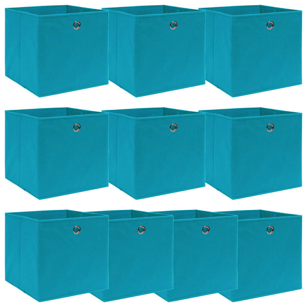 vidaXL Storage Boxes 10 pcs. Baby Blue 32x32x32 cm Fabric