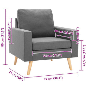 vidaXL Armchair Light Grey Fabric