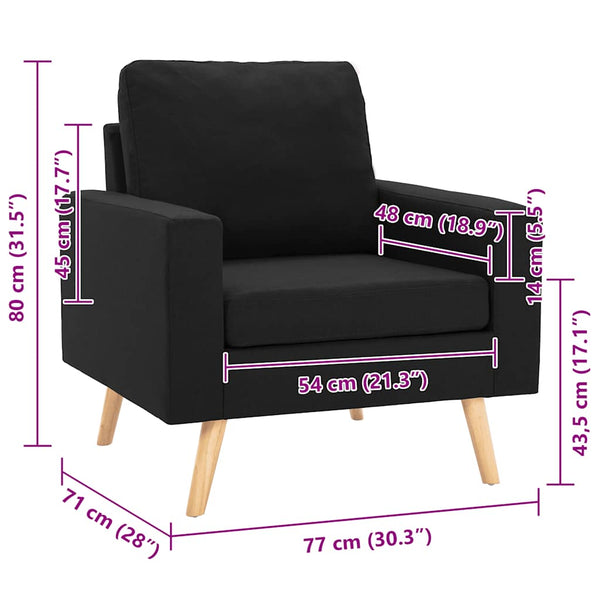 vidaXL Armchair Black Fabric