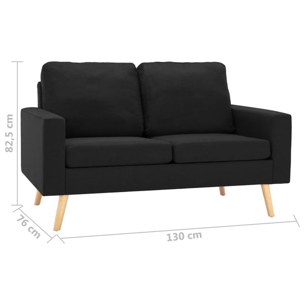 vidaXL 2-Seater Sofa Black Fabric