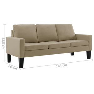 vidaXL 3-Seater Sofa Cappuccino Brown Faux Leather