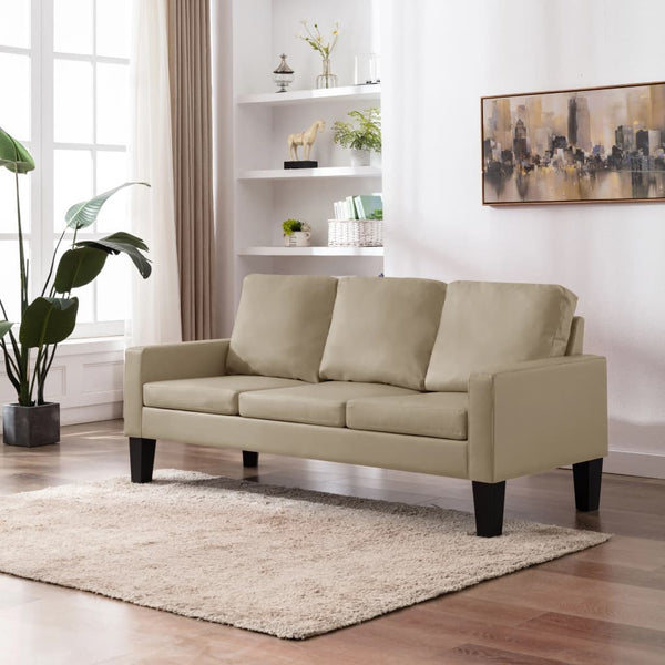 vidaXL 3-Seater Sofa Cappuccino Brown Faux Leather
