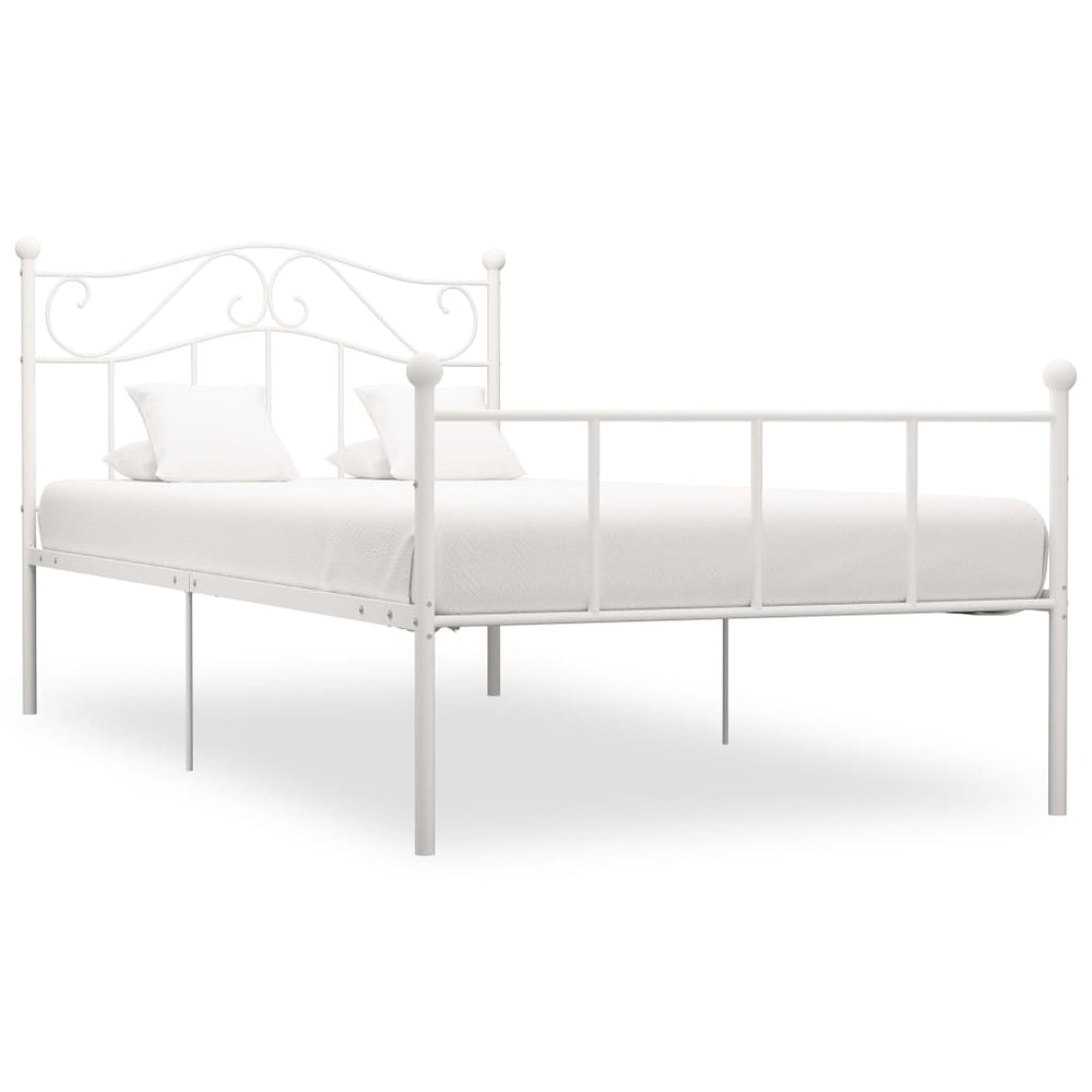 vidaXL Bed Frame White Metal 90x200 cm