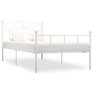 vidaXL Bed Frame White Metal 90x200 cm