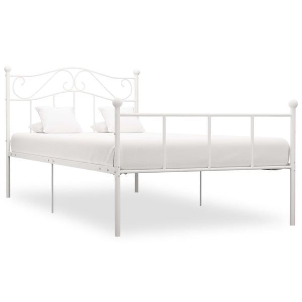 vidaXL Bed Frame White Metal 90x200 cm