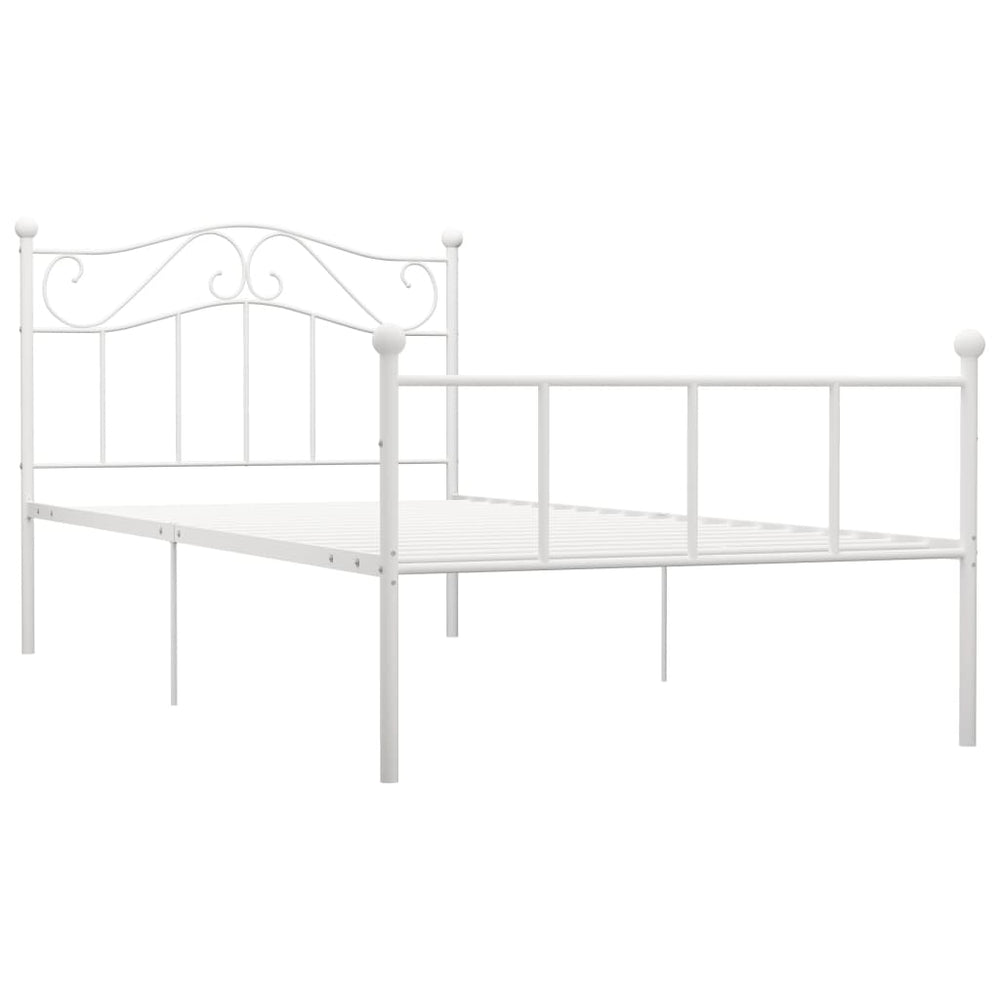 vidaXL Bed Frame White Metal 90x200 cm
