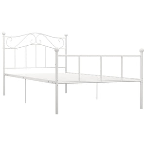vidaXL Bed Frame White Metal 90x200 cm