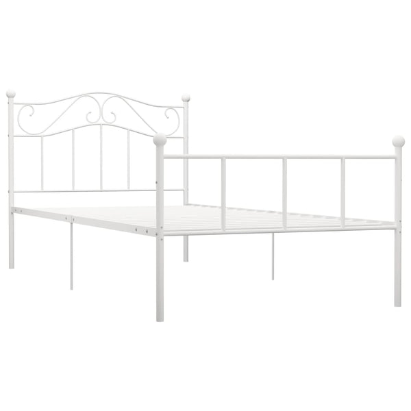 vidaXL Bed Frame White Metal 90x200 cm