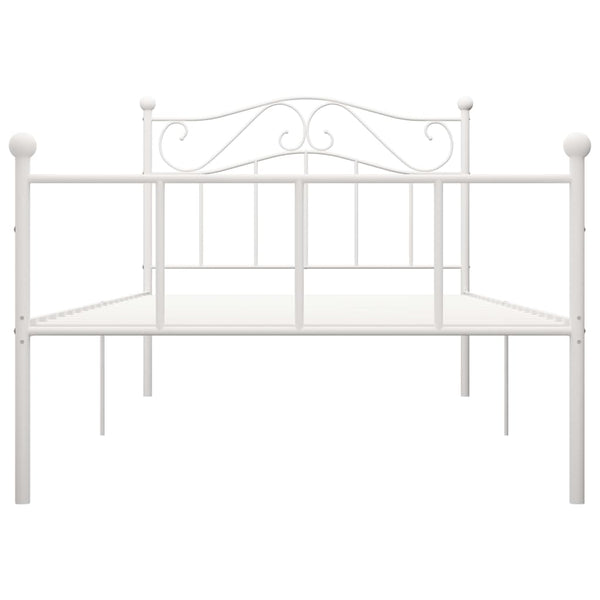 vidaXL Bed Frame White Metal 90x200 cm