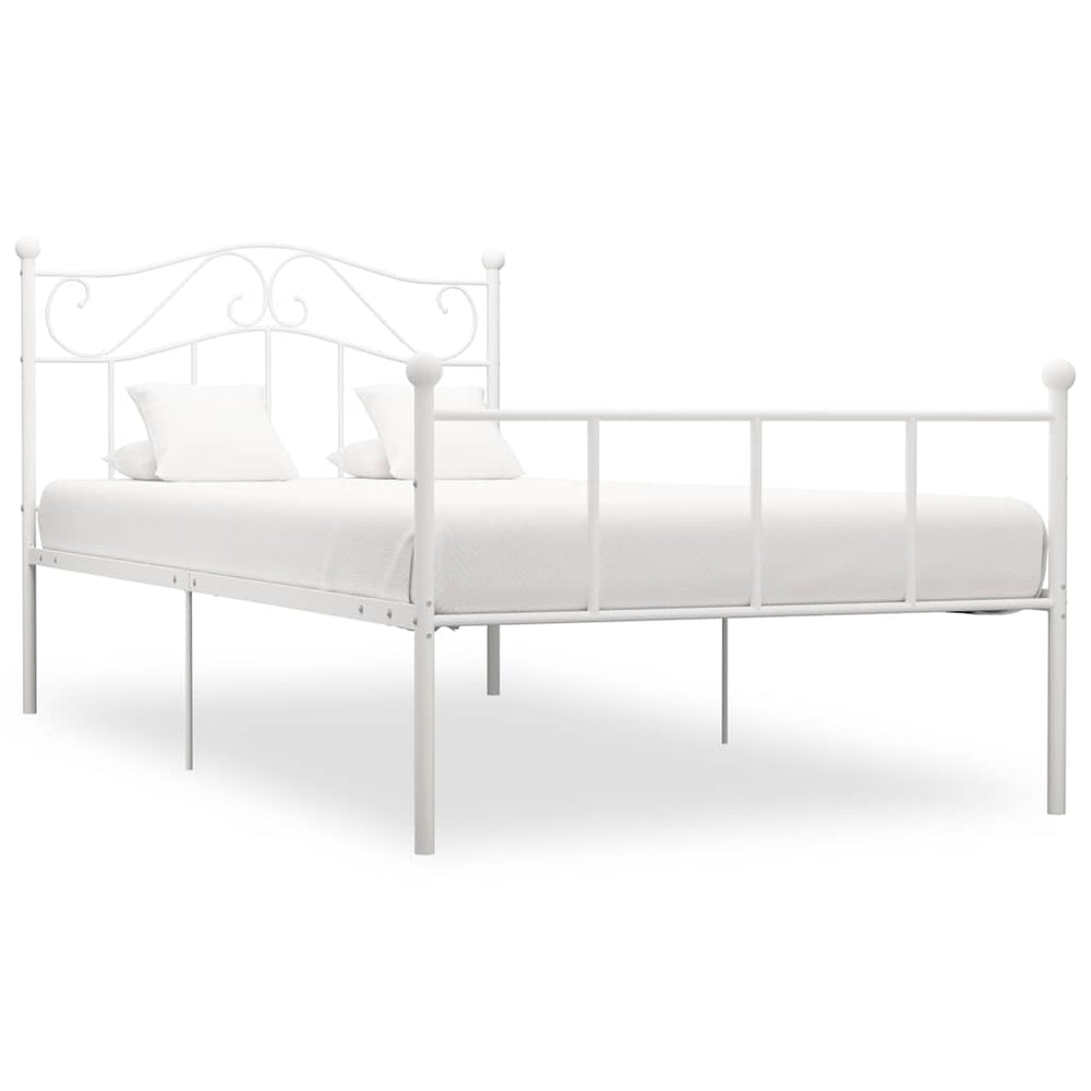 vidaXL Bed Frame White Metal 100x200 cm