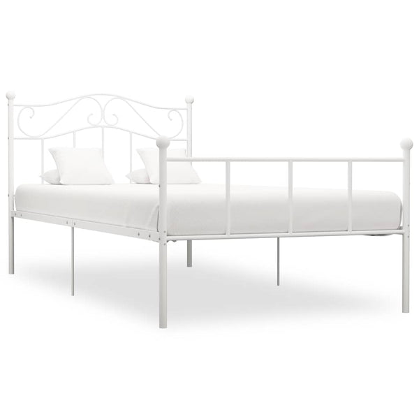 vidaXL Bed Frame White Metal 100x200 cm