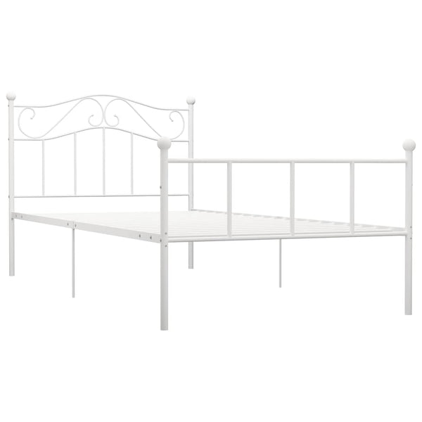 vidaXL Bed Frame White Metal 100x200 cm