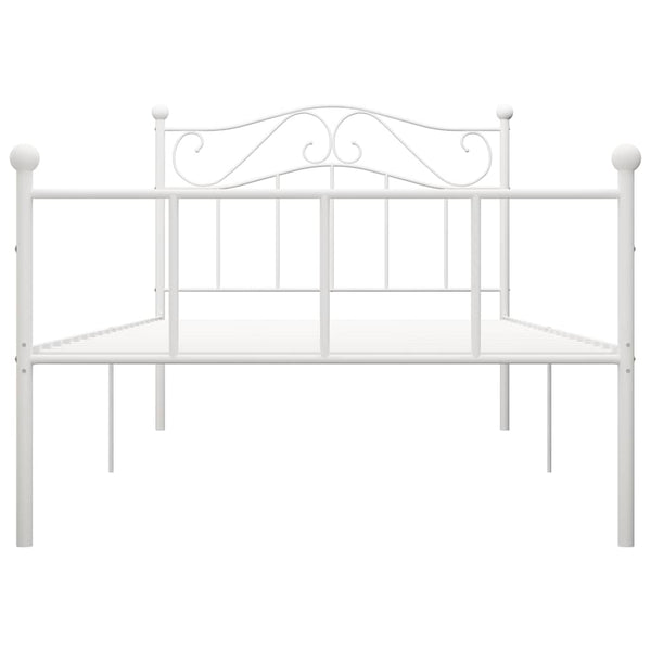 vidaXL Bed Frame White Metal 100x200 cm