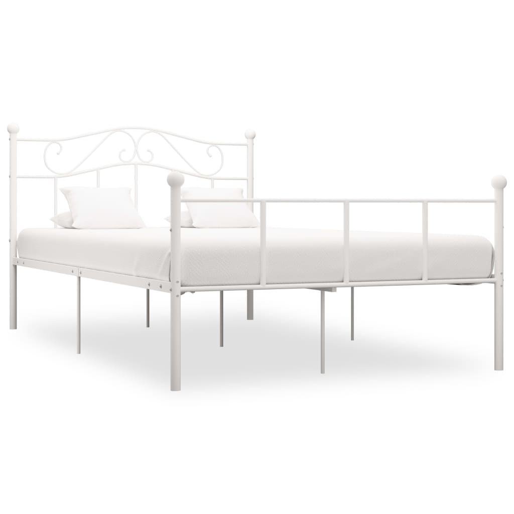 vidaXL Bed Frame White Metal 120x200 cm
