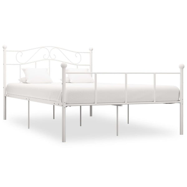 vidaXL Bed Frame White Metal 120x200 cm