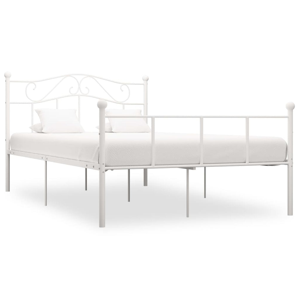 vidaXL Bed Frame White Metal 120x200 cm