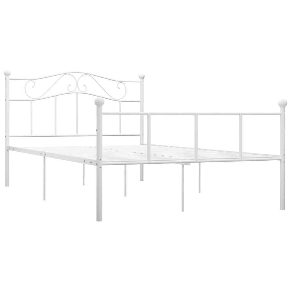 vidaXL Bed Frame White Metal 120x200 cm