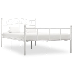 vidaXL Bed Frame White Metal 140x200 cm