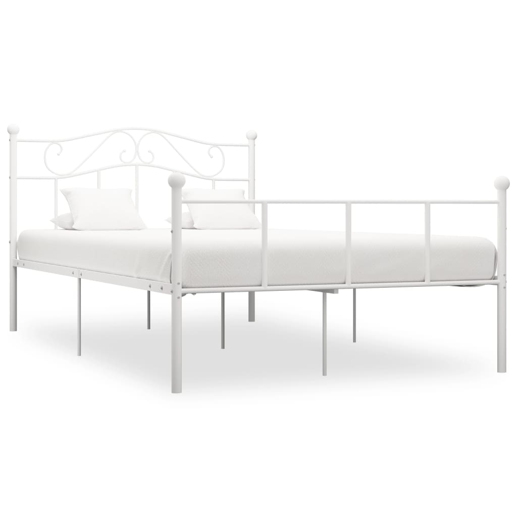 vidaXL Bed Frame White Metal 140x200 cm