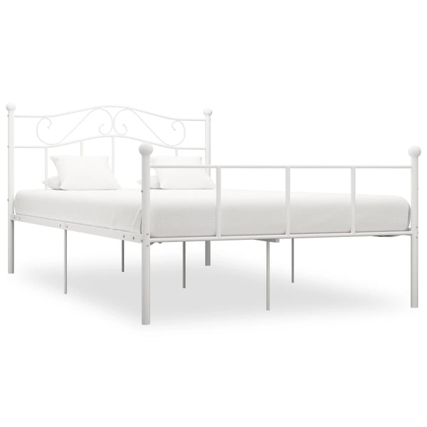 vidaXL Bed Frame White Metal 140x200 cm