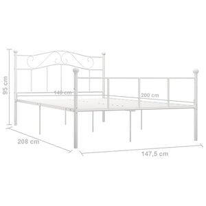 vidaXL Bed Frame White Metal 140x200 cm