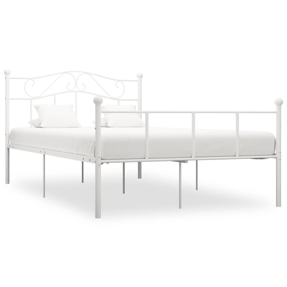 vidaXL Bed Frame White Metal 160x200 cm